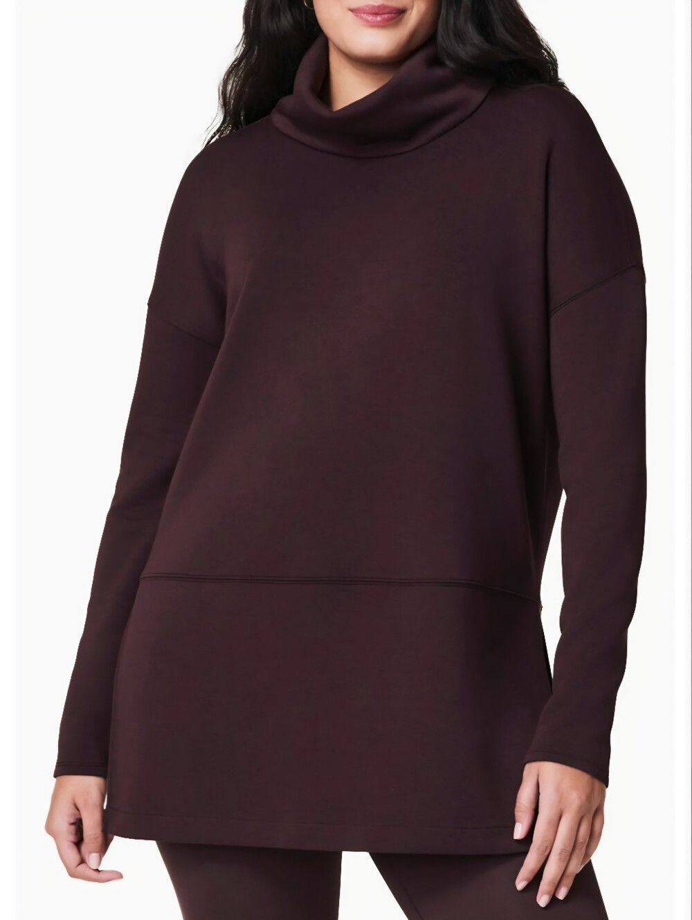 Spanx Air Essentials Women's Burgundy Tunic Turtleneck Sweatshirt Size XS.
